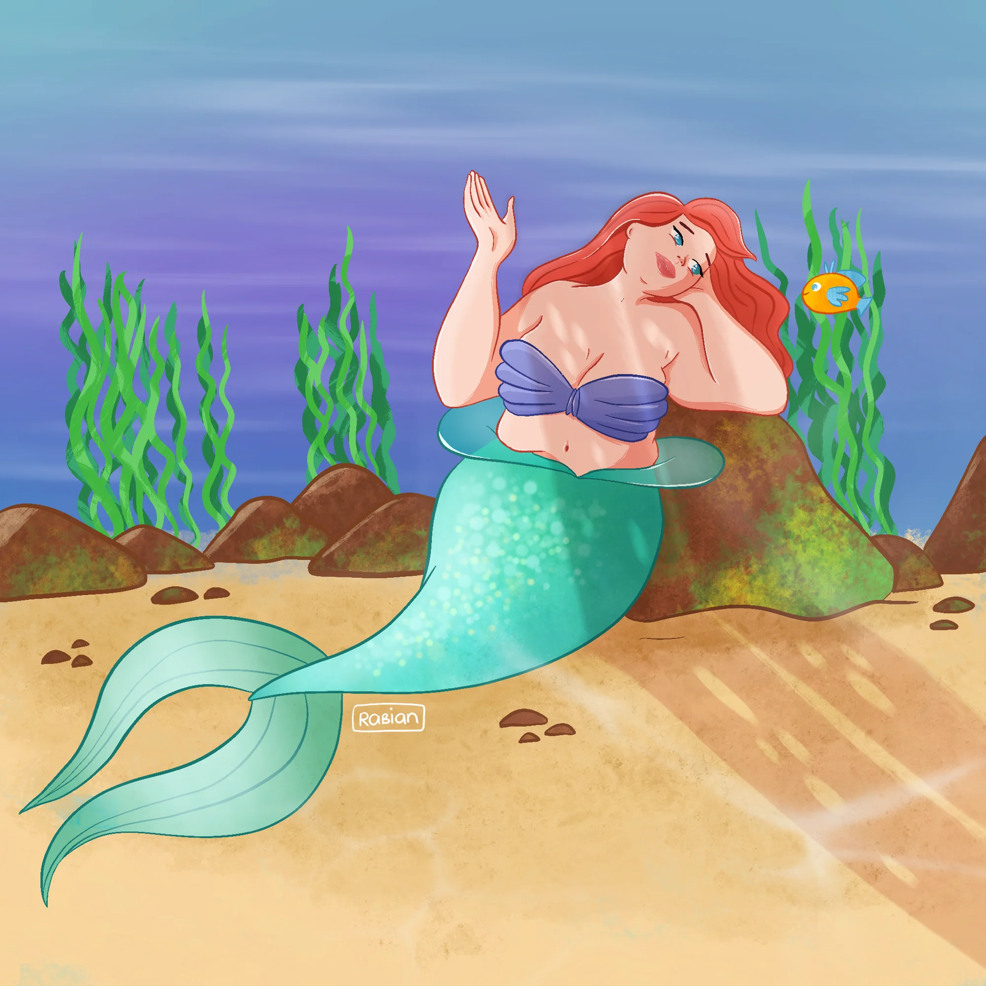Mermaid resting on a rock
