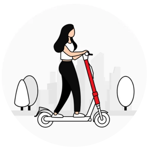 A rider on a hop scooter in the city