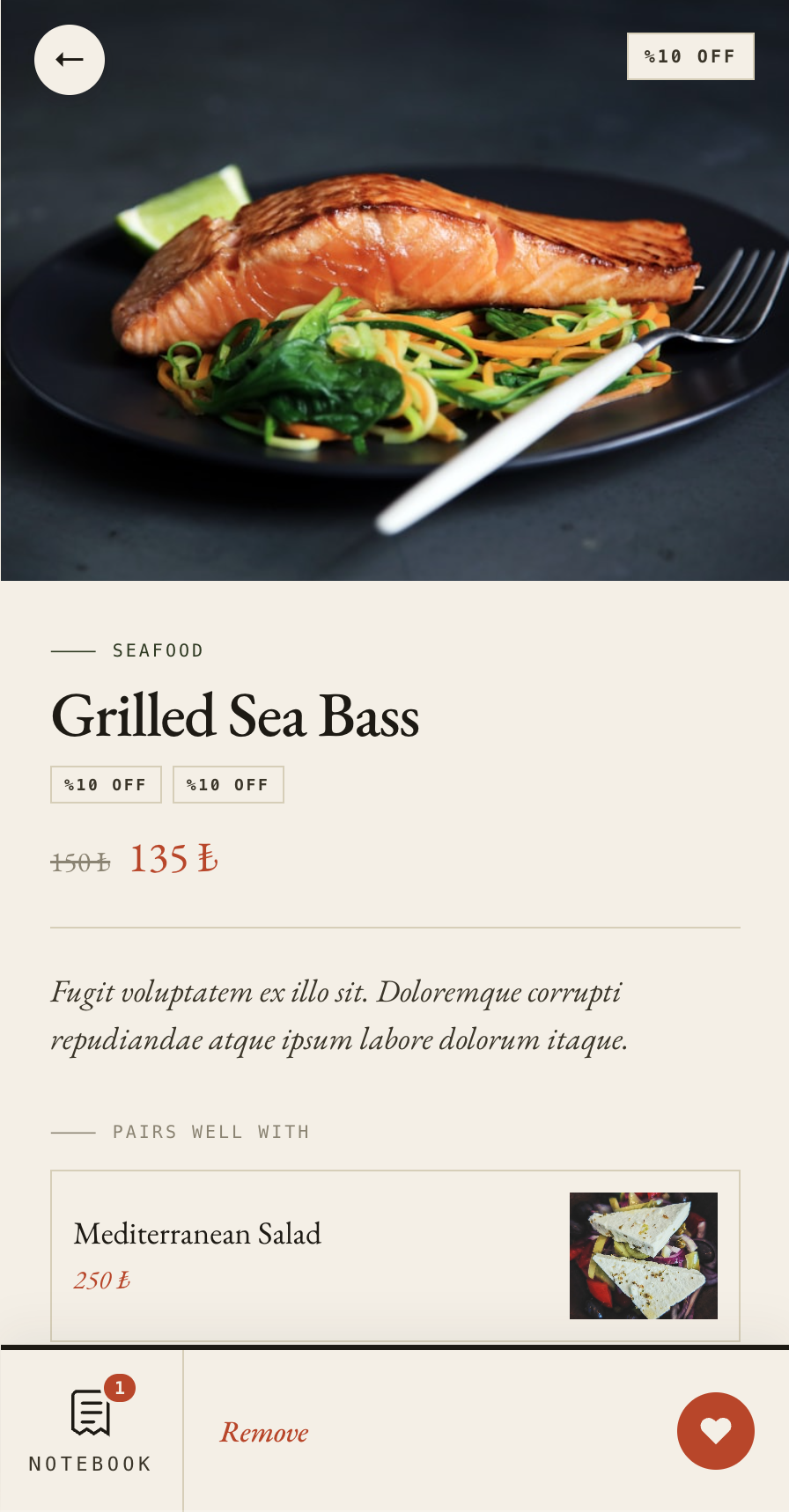 Menu style C — cream editorial template